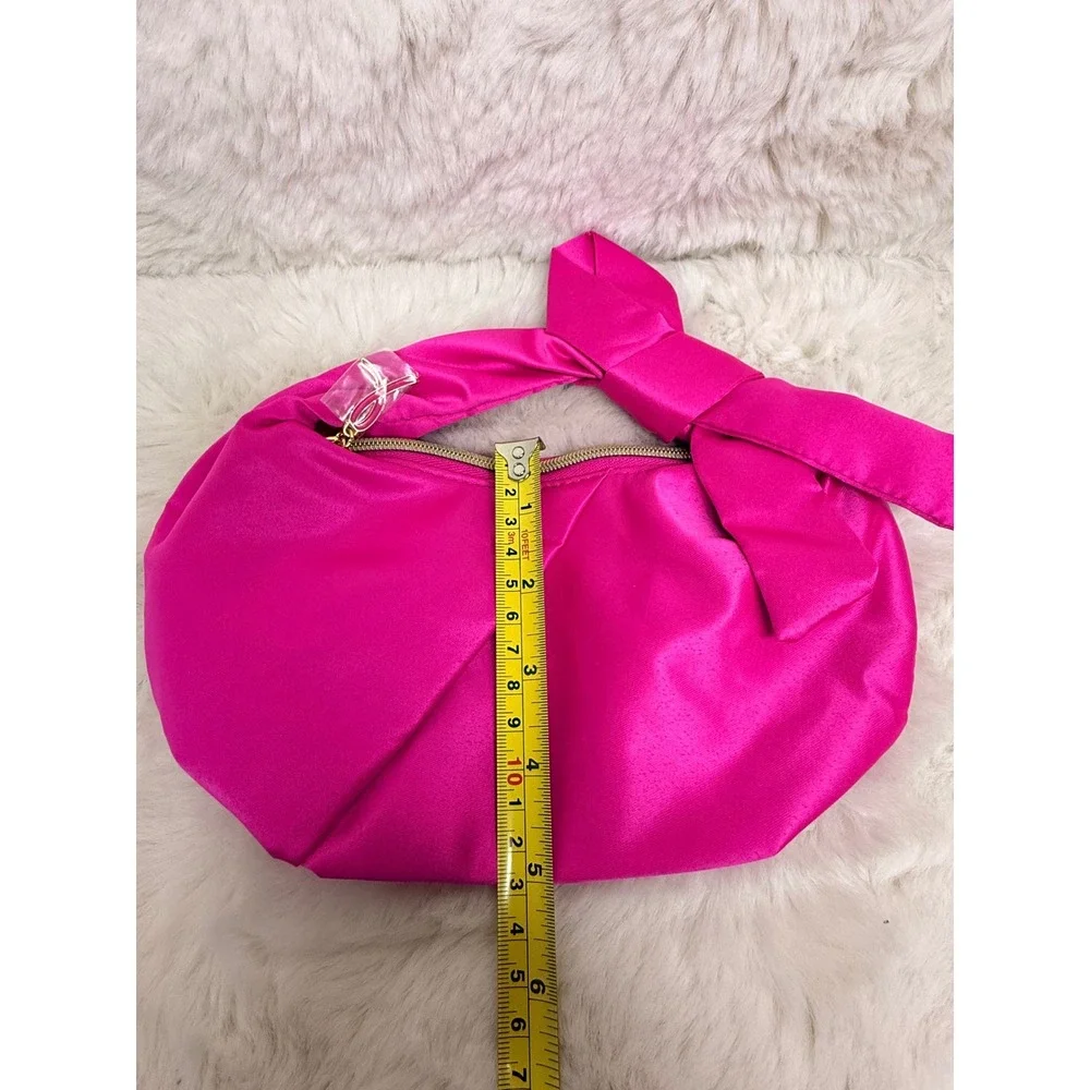 Estee‎ Lauder Breast Cancer Awareness Pink Satin Bow Cosmetic Bag Hot Pink New
